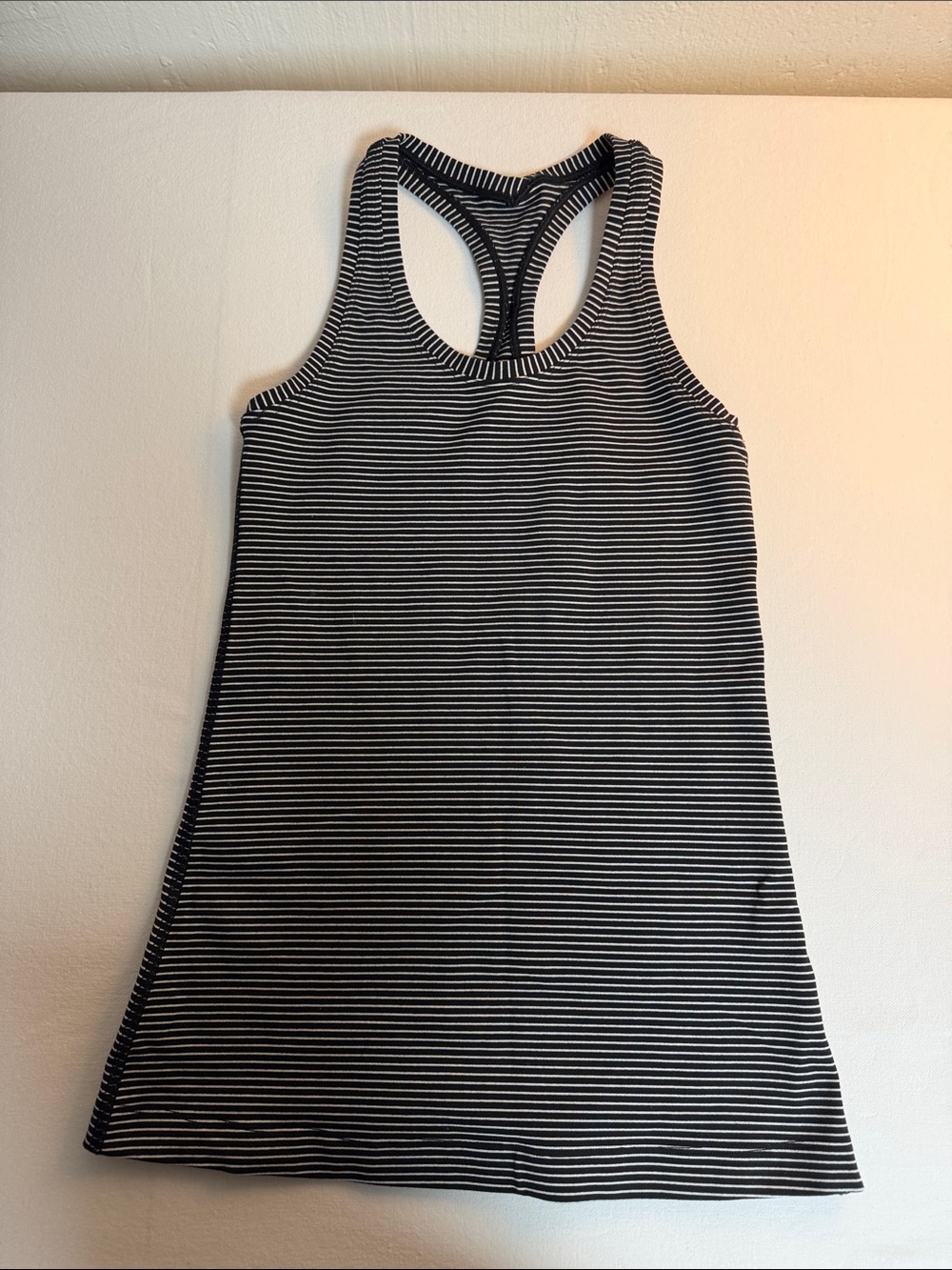 lululemon athletica Black & White Striped Racerback Tank Top